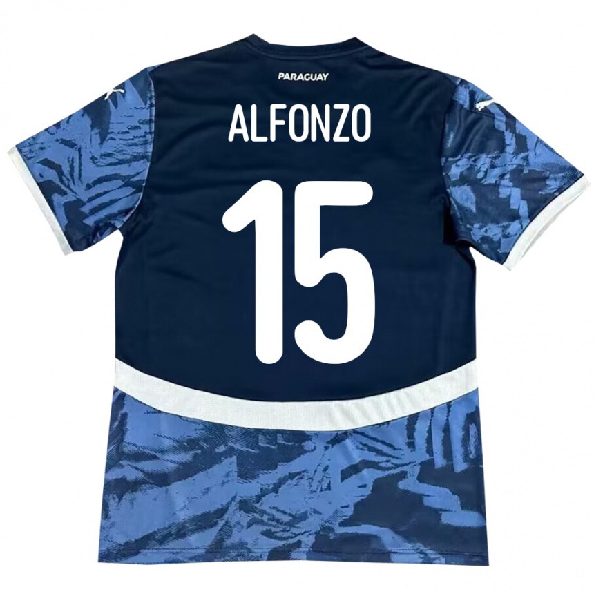 キッズフットボールパラグアイAxel Alfonzo#15青アウェイシャツ24-26ジャージーユニフォーム