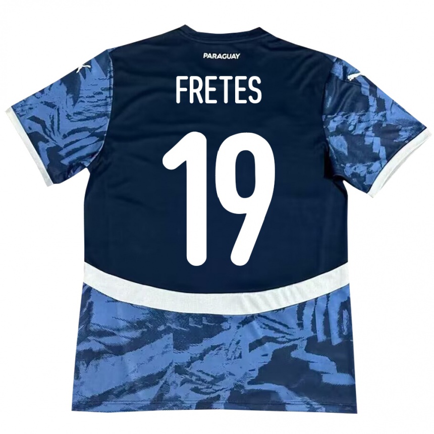 キッズフットボールパラグアイAlexis Fretes#19青アウェイシャツ24-26ジャージーユニフォーム