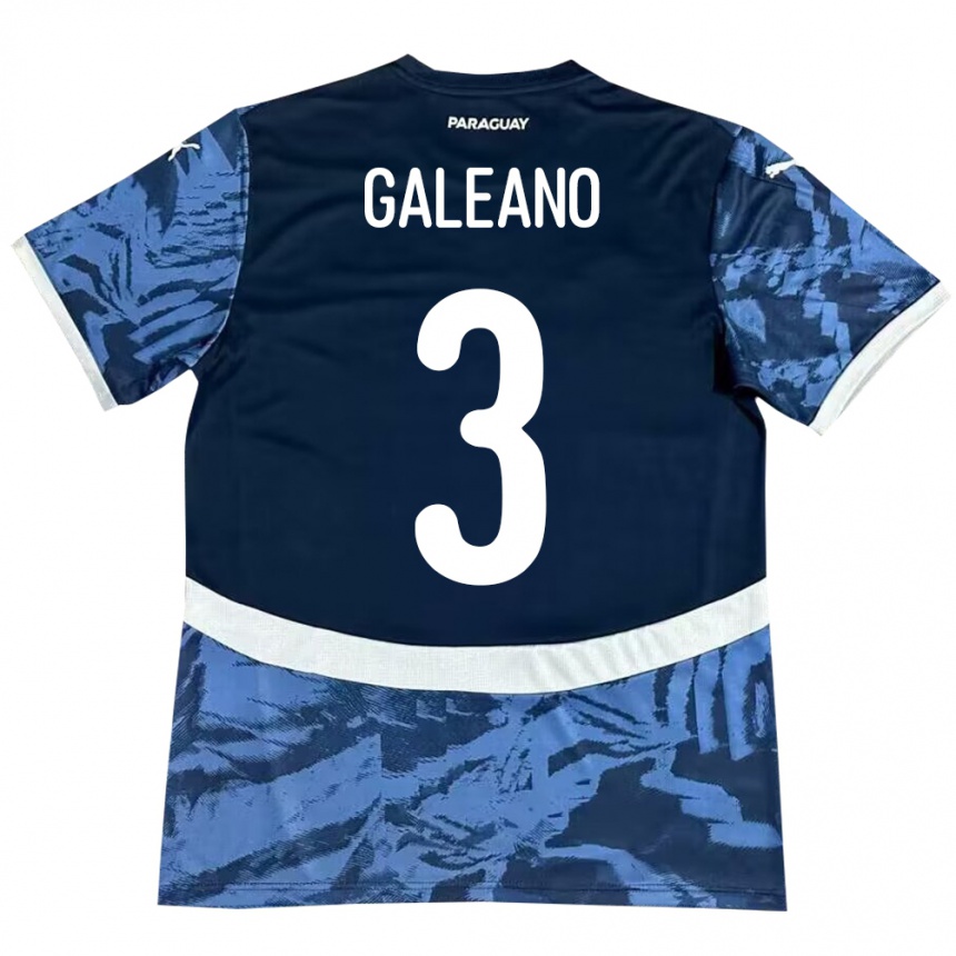 キッズフットボールパラグアイFernando Galeano#3青アウェイシャツ24-26ジャージーユニフォーム