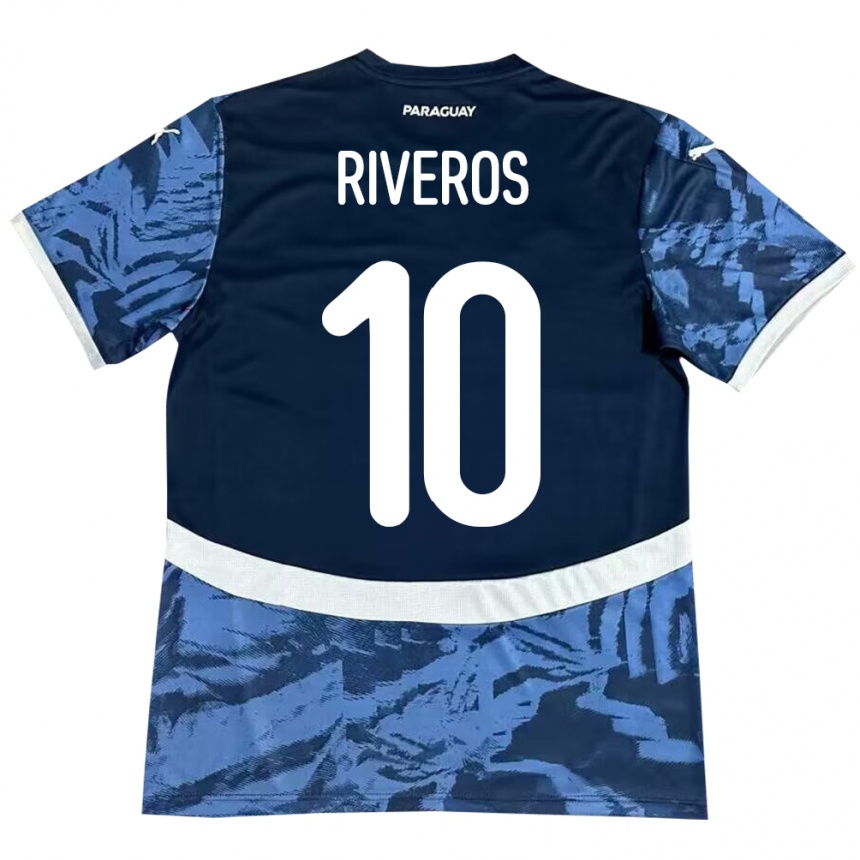 キッズフットボールパラグアイPaulo Riveros#10青アウェイシャツ24-26ジャージーユニフォーム