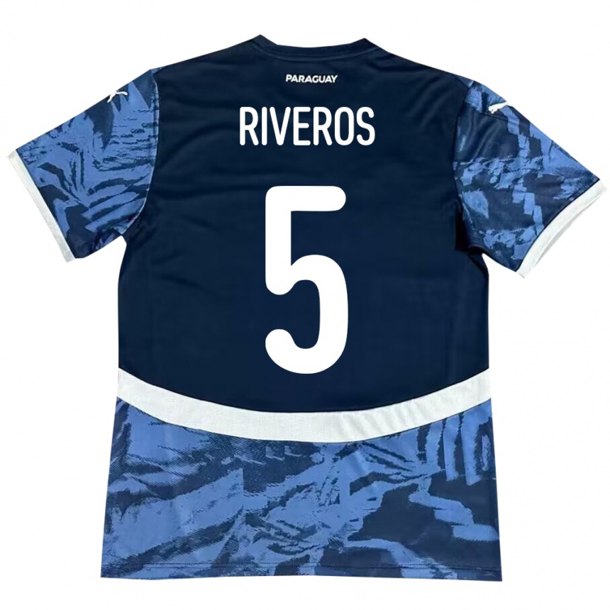 キッズフットボールパラグアイVerónica Riveros#5青アウェイシャツ24-26ジャージーユニフォーム