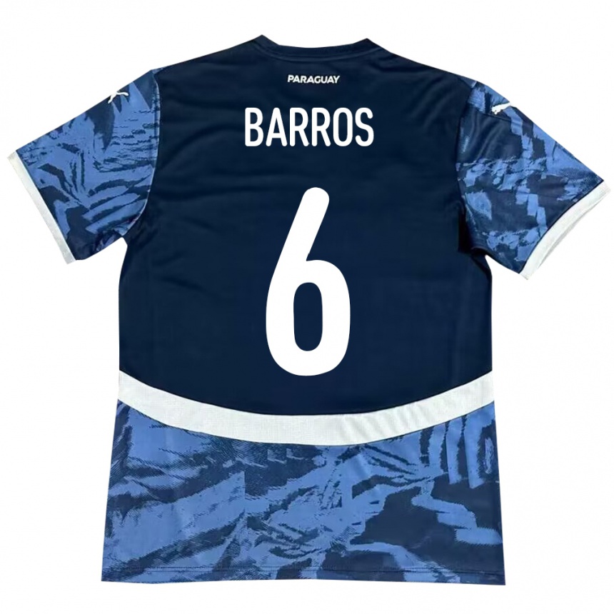キッズフットボールパラグアイNatalia Barros#6青アウェイシャツ24-26ジャージーユニフォーム