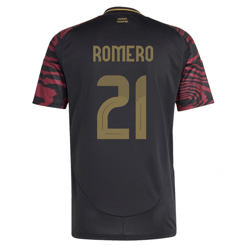 キッズフットボールペルーDiego Romero#21黒アウェイシャツ24-26ジャージーユニフォーム