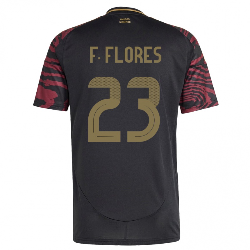 キッズフットボールペルーFranchesco Flores#23黒アウェイシャツ24-26ジャージーユニフォーム