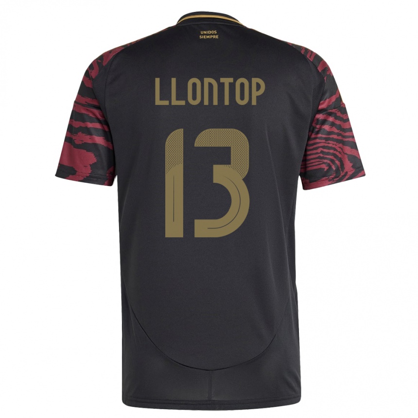 キッズフットボールペルーMathías Llontop#13黒アウェイシャツ24-26ジャージーユニフォーム