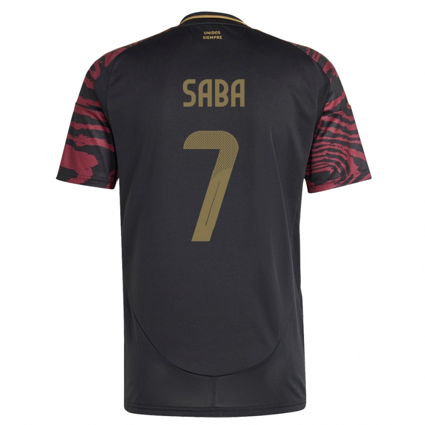 キッズフットボールペルーEmilio Saba#7黒アウェイシャツ24-26ジャージーユニフォーム