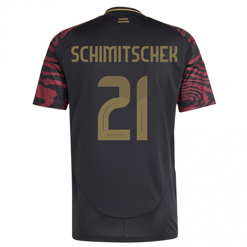 キッズフットボールペルーIan Schimitschek#21黒アウェイシャツ24-26ジャージーユニフォーム