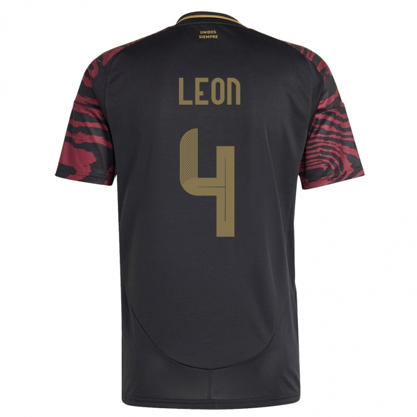 キッズフットボールペルーMía León#4黒アウェイシャツ24-26ジャージーユニフォーム