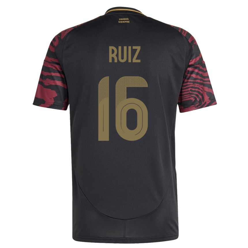 キッズフットボールペルーBirka Ruiz#16黒アウェイシャツ24-26ジャージーユニフォーム