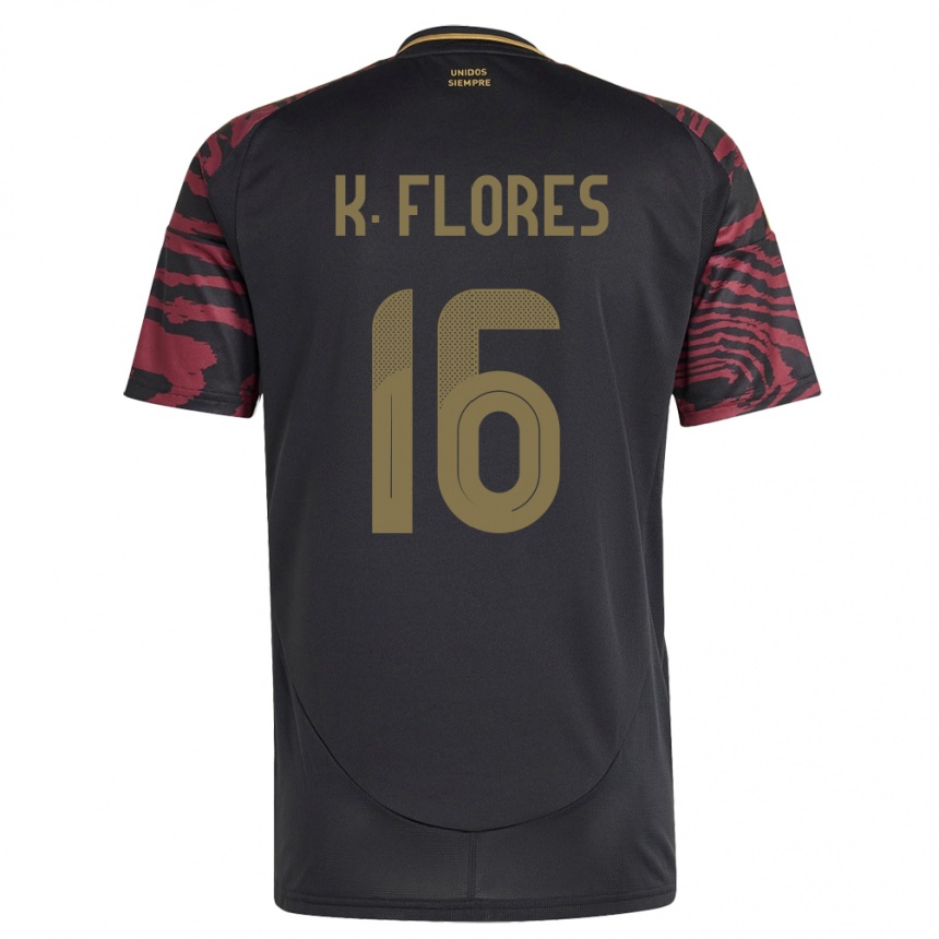 キッズフットボールペルーKimbherly Flores#16黒アウェイシャツ24-26ジャージーユニフォーム