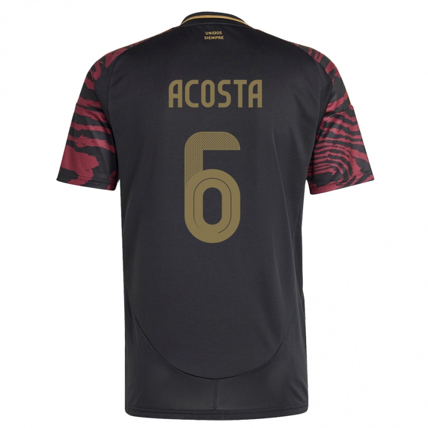キッズフットボールペルーRuby Acosta#6黒アウェイシャツ24-26ジャージーユニフォーム