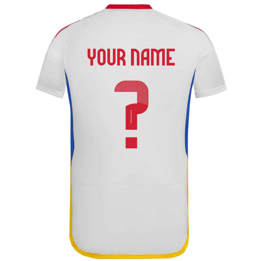 キッズフットボールベネズエラあなたの名前#0白アウェイシャツ24-26ジャージーユニフォーム