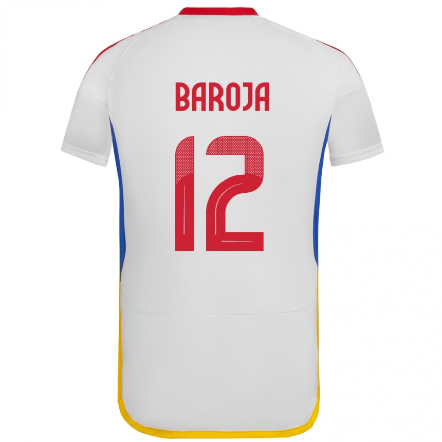 キッズフットボールベネズエラアライン・バロハ#12白アウェイシャツ24-26ジャージーユニフォーム
