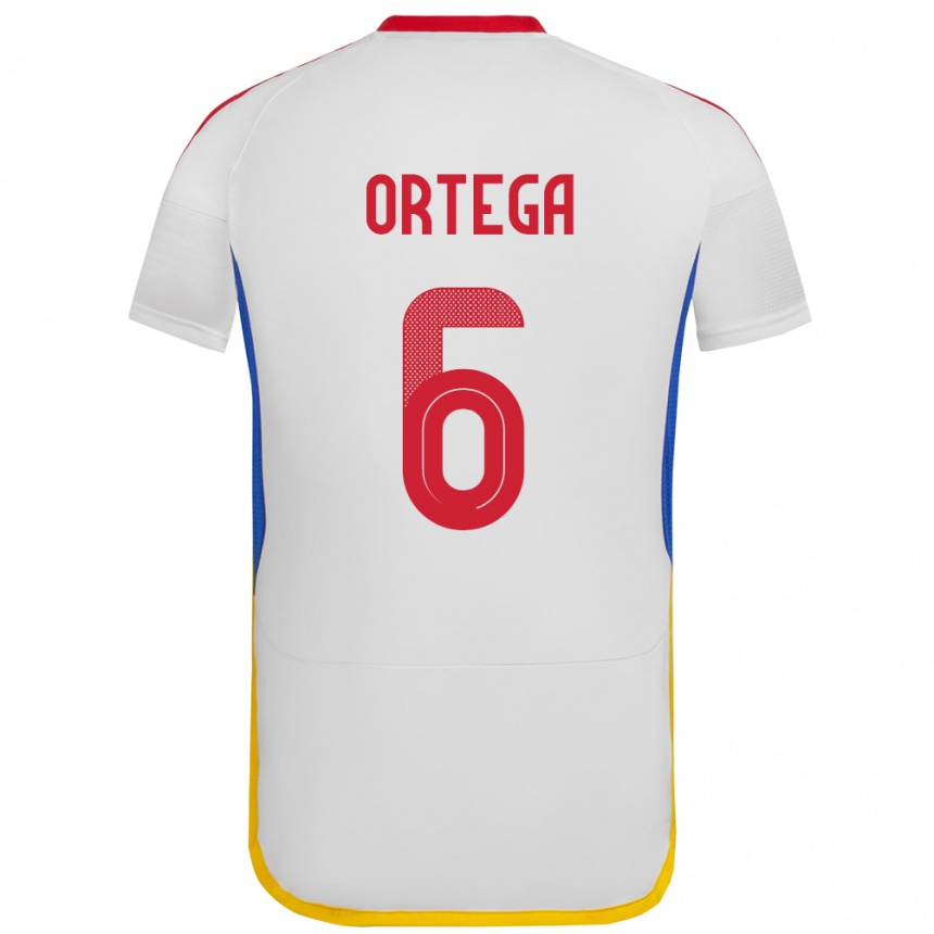 キッズフットボールベネズエラBryant Ortega#6白アウェイシャツ24-26ジャージーユニフォーム