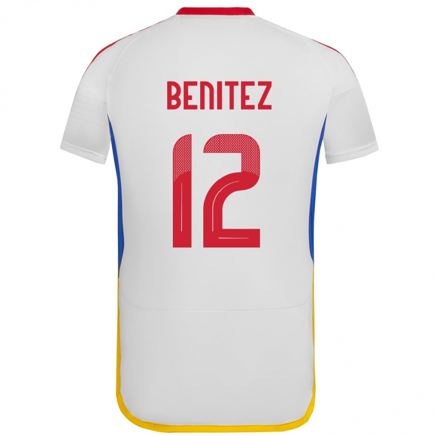 キッズフットボールベネズエラFrankarlos Benítez#12白アウェイシャツ24-26ジャージーユニフォーム