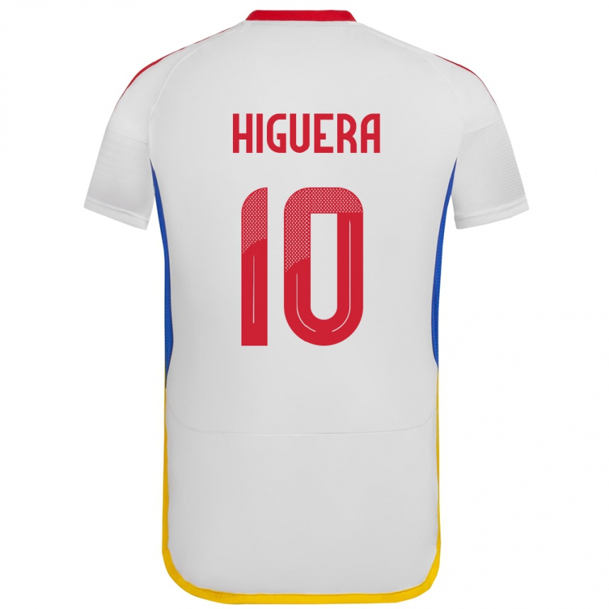 キッズフットボールベネズエラEnyerliannys Higuera#10白アウェイシャツ24-26ジャージーユニフォーム