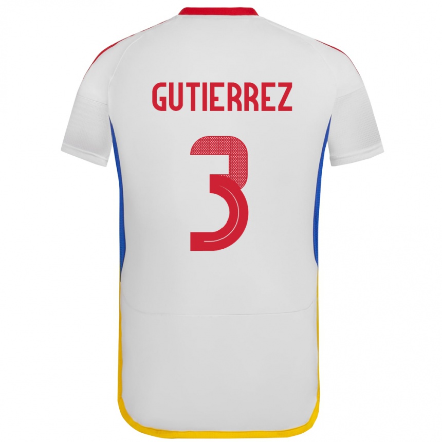 キッズフットボールベネズエラNairelis Gutiérrez#3白アウェイシャツ24-26ジャージーユニフォーム