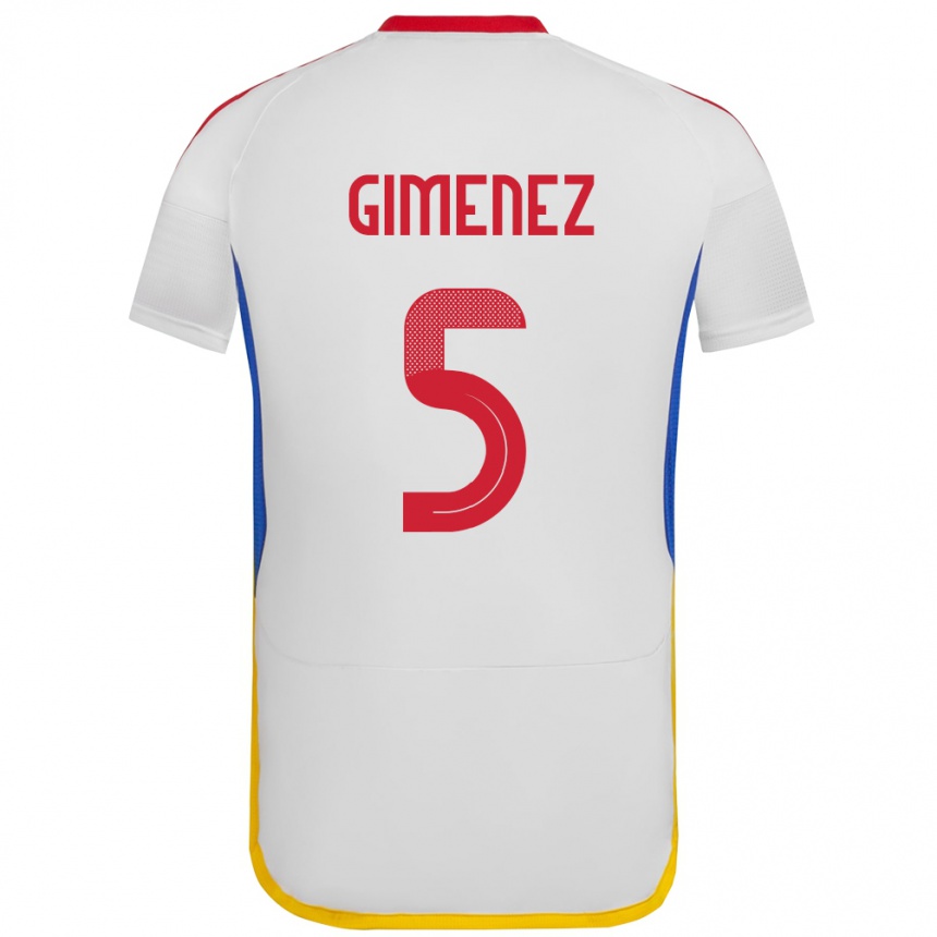 キッズフットボールベネズエラYenifer Giménez#5白アウェイシャツ24-26ジャージーユニフォーム