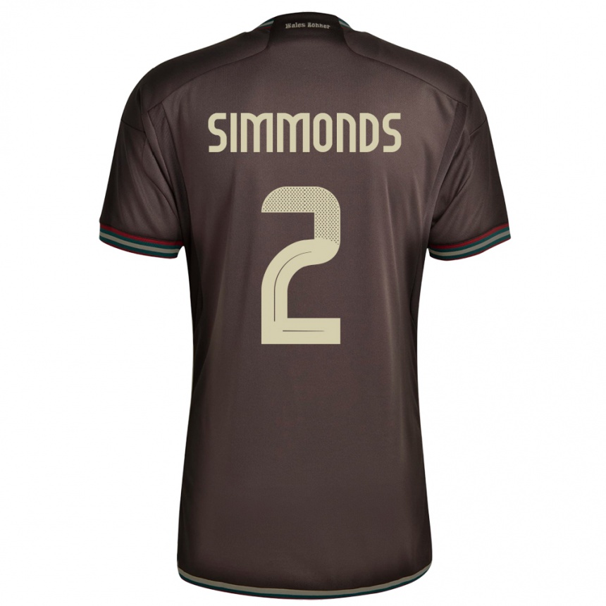 キッズフットボールジャマイカNicholas Simmonds#2ナイトブラウンアウェイシャツ24-26ジャージーユニフォーム