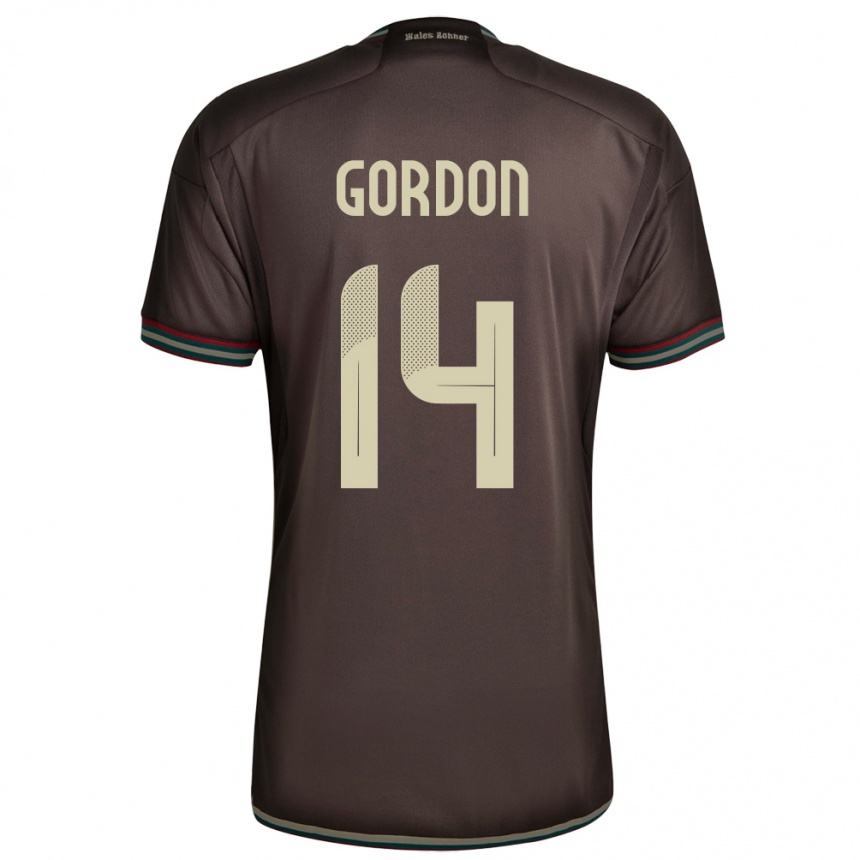 キッズフットボールジャマイカAshton Gordon#14ナイトブラウンアウェイシャツ24-26ジャージーユニフォーム