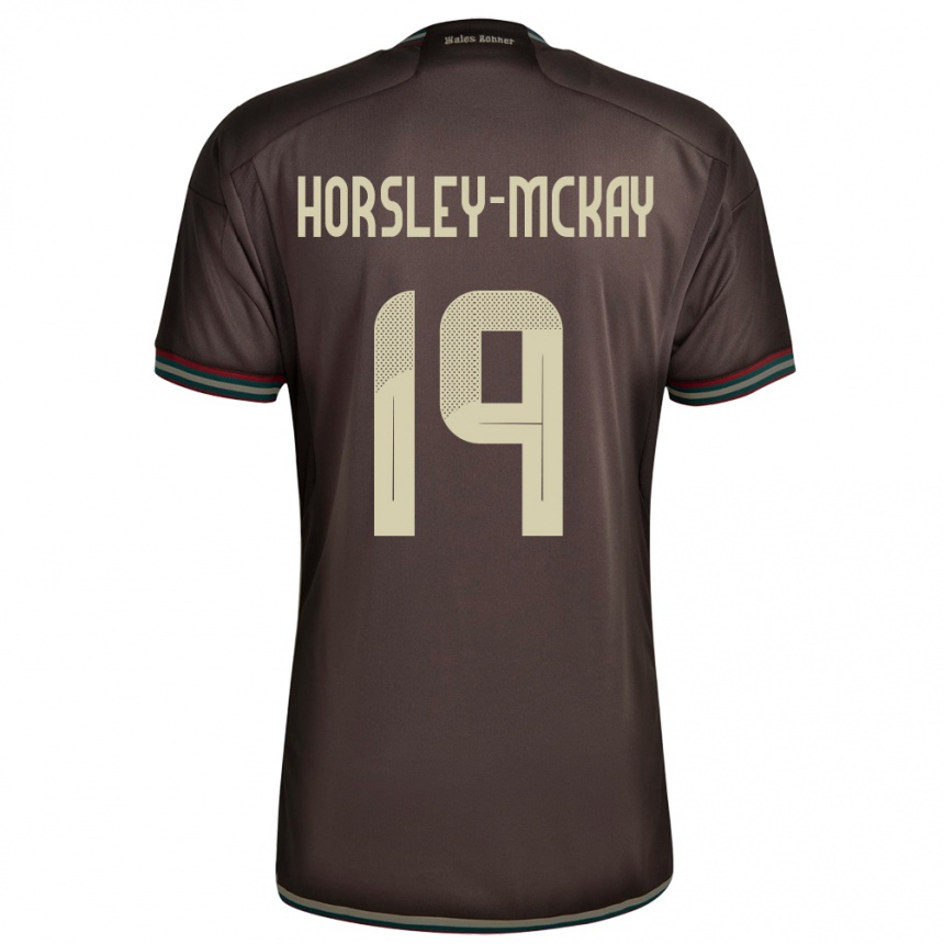 キッズフットボールジャマイカKyron Horsley-Mckay#19ナイトブラウンアウェイシャツ24-26ジャージーユニフォーム