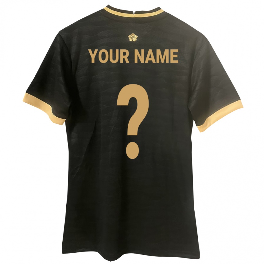 キッズフットボールパナマあなたの名前#0黒アウェイシャツ24-26ジャージーユニフォーム