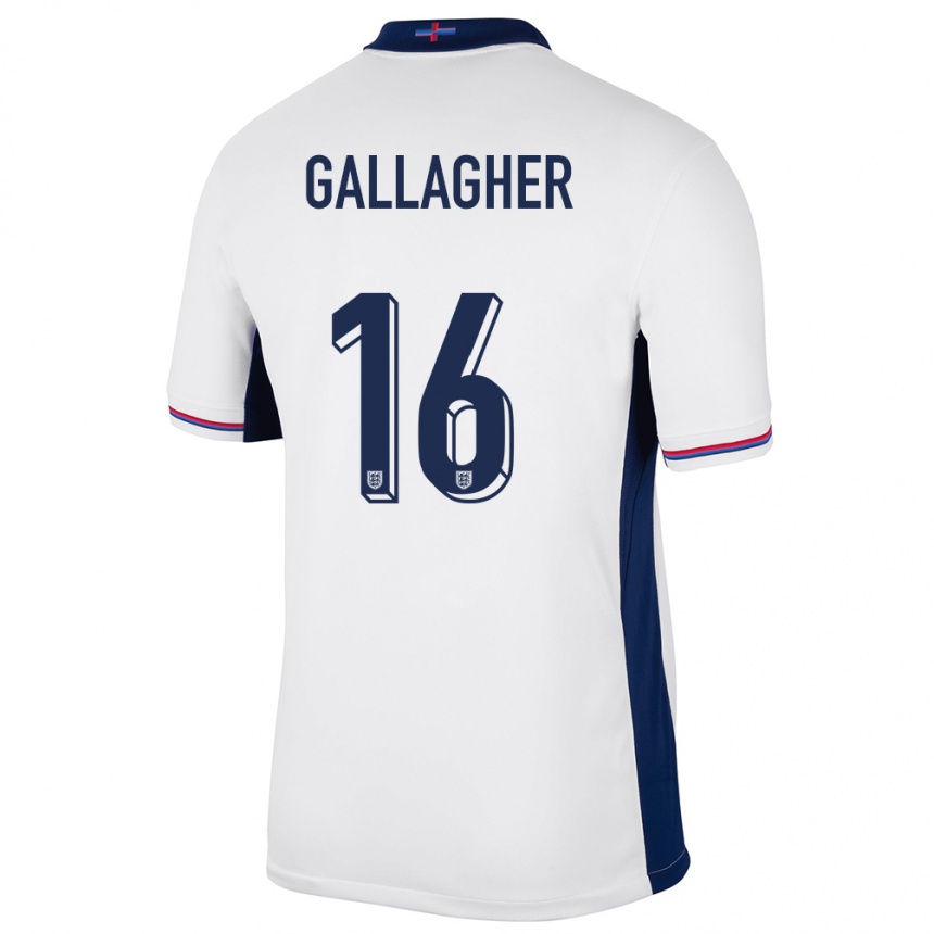 メンズフットボールイングランドコナー・ギャラガー#16白ホームシャツ24-26ジャージーユニフォーム