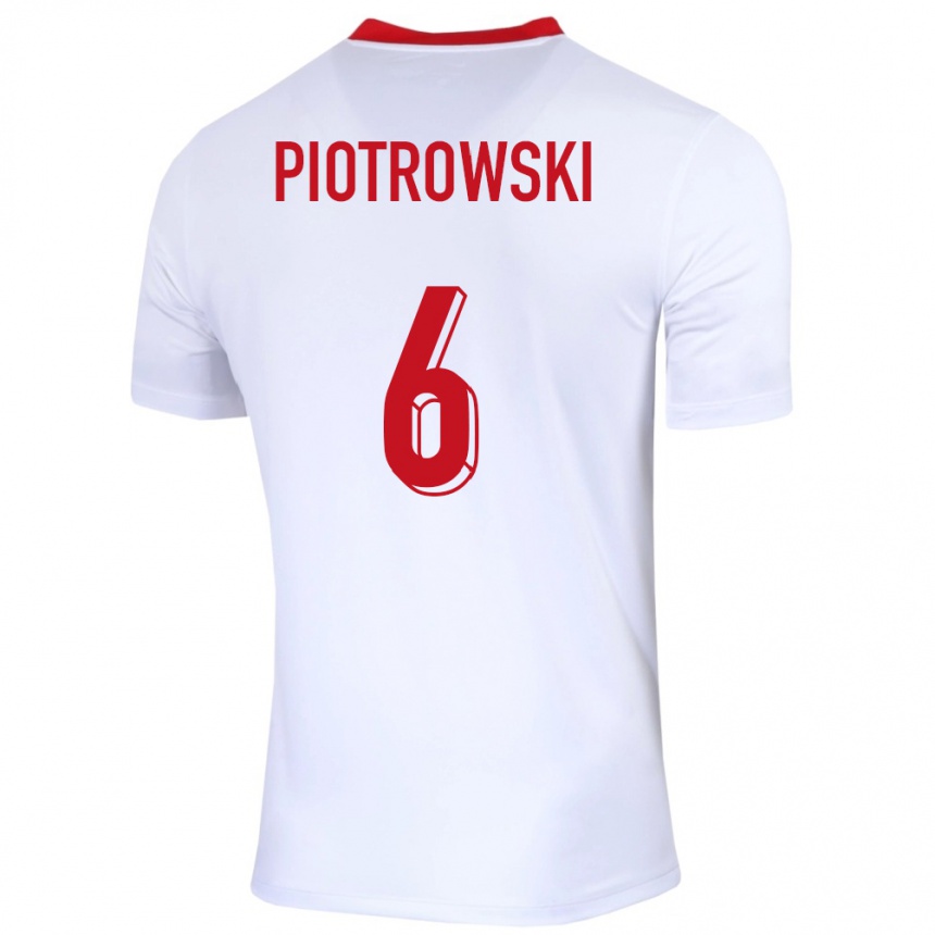 メンズフットボールポーランドヤクブ・ピョトロフスキ#6白ホームシャツ24-26ジャージーユニフォーム
