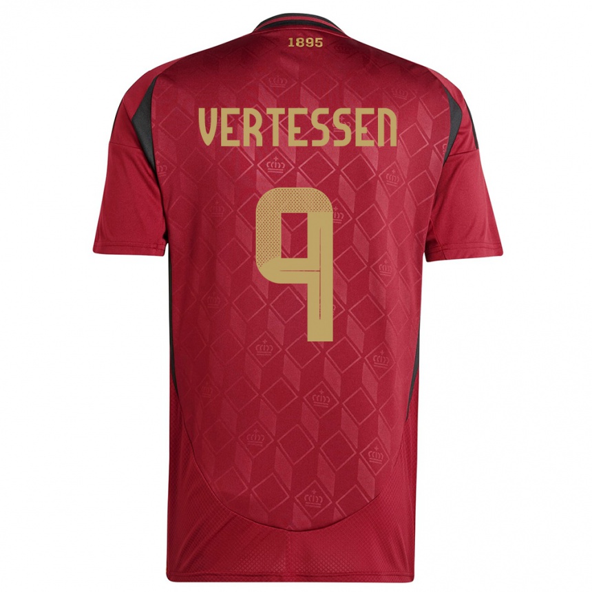 メンズフットボールベルギーヨルベ・フェルテッセン#9ブルゴーニュホームシャツ24-26ジャージーユニフォーム