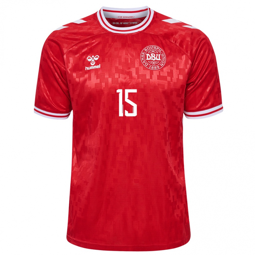 メンズフットボールデンマークヴィラズ・ニールセン#15赤ホームシャツ24-26ジャージーユニフォーム