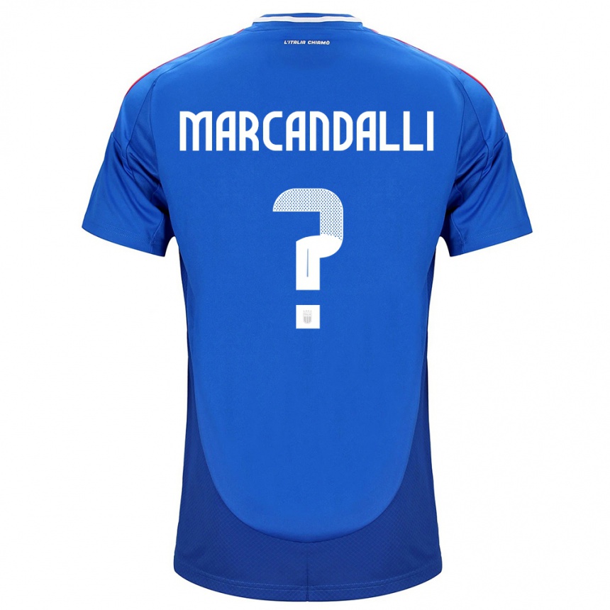 メンズフットボールイタリアAlessandro Marcandalli#0青ホームシャツ24-26ジャージーユニフォーム