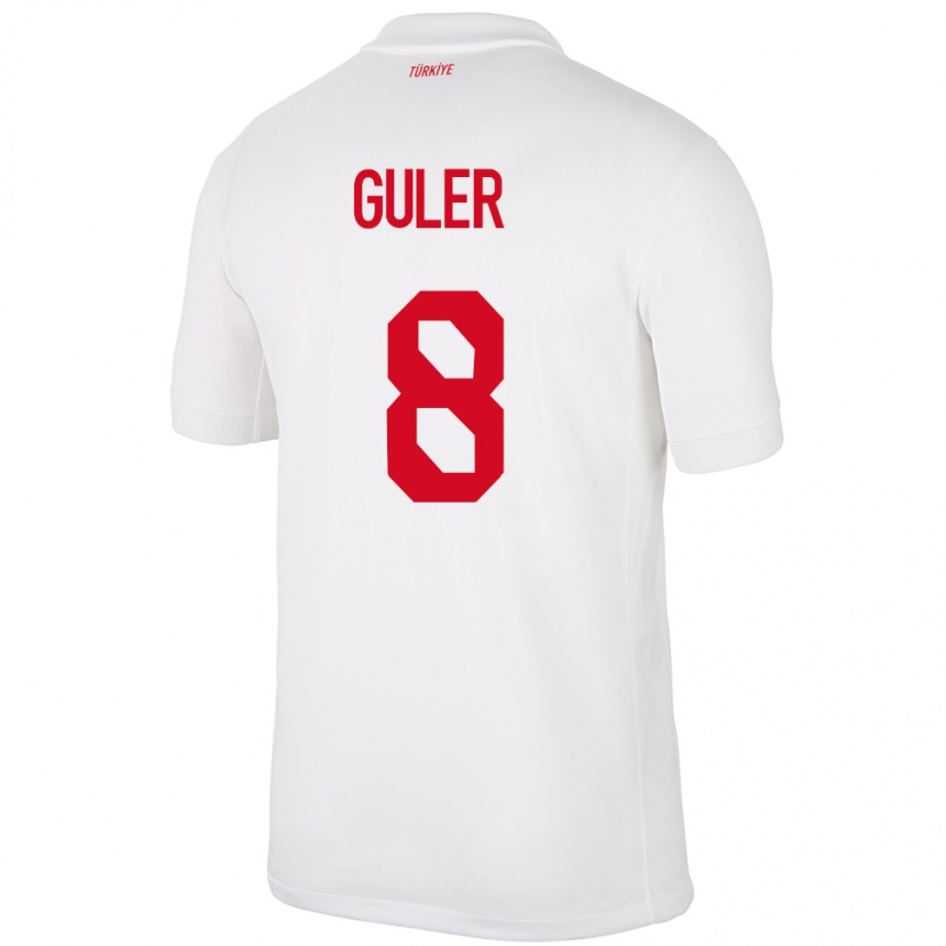 メンズフットボールトルコアルダ・ギュレル#8白ホームシャツ24-26ジャージーユニフォーム