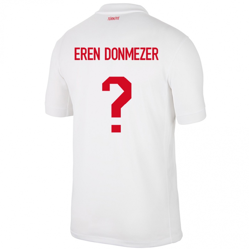 メンズフットボールトルコDeniz Eren Dönmezer#0白ホームシャツ24-26ジャージーユニフォーム