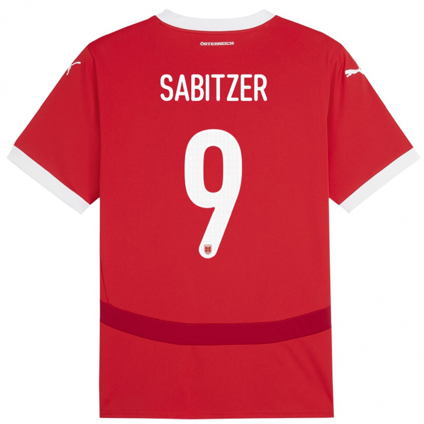 メンズフットボールオーストリアマルセル・ザビッツァー#9赤ホームシャツ24-26ジャージーユニフォーム