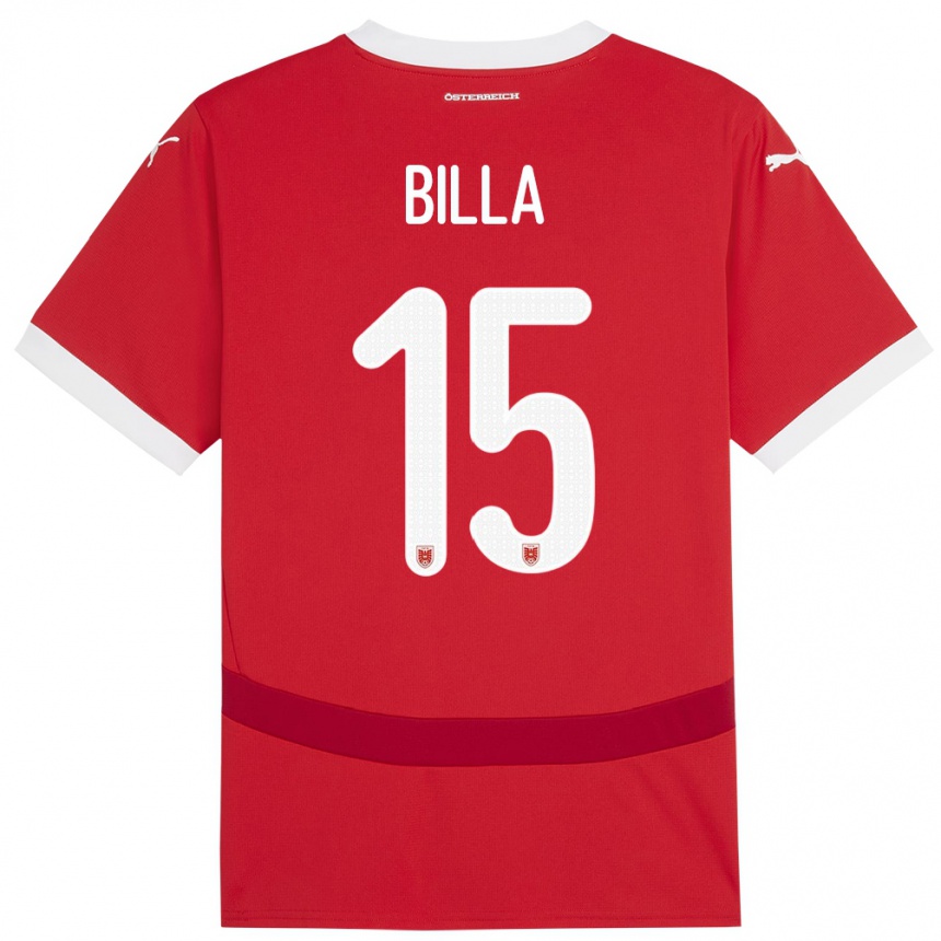 メンズフットボールオーストリアニコル・ビッラ#15赤ホームシャツ24-26ジャージーユニフォーム