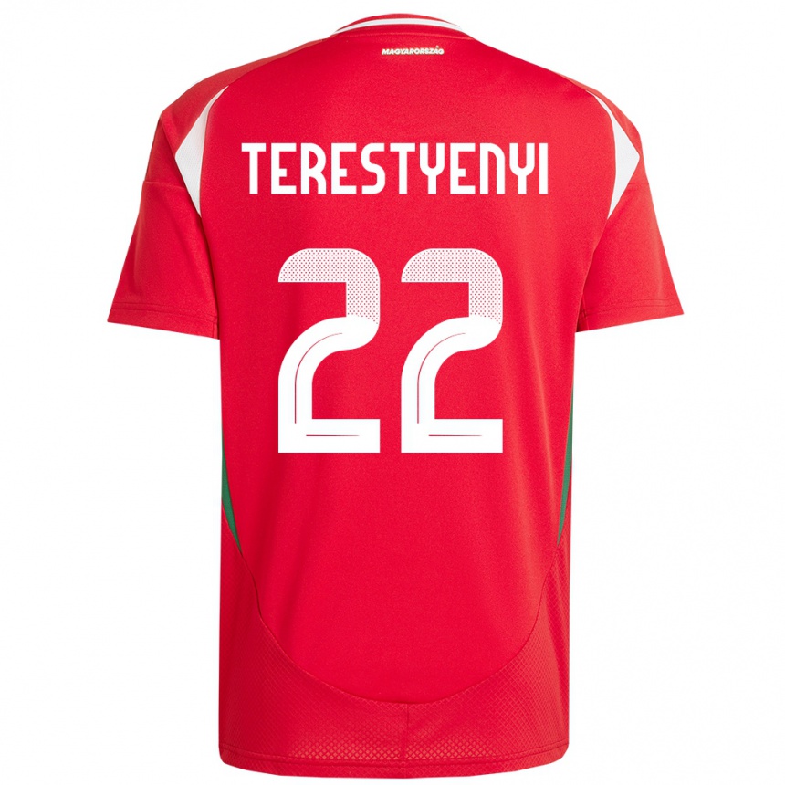 メンズフットボールハンガリーAnna Terestyényi#22赤ホームシャツ24-26ジャージーユニフォーム