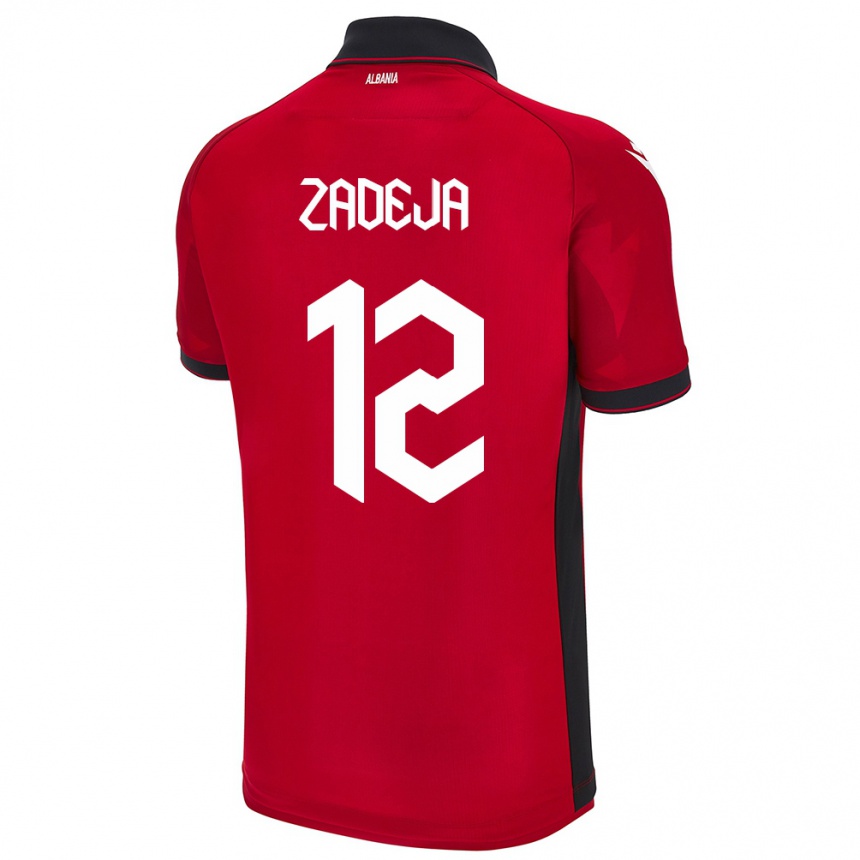 メンズフットボールアルバニアDarius Zadeja#12赤ホームシャツ24-26ジャージーユニフォーム