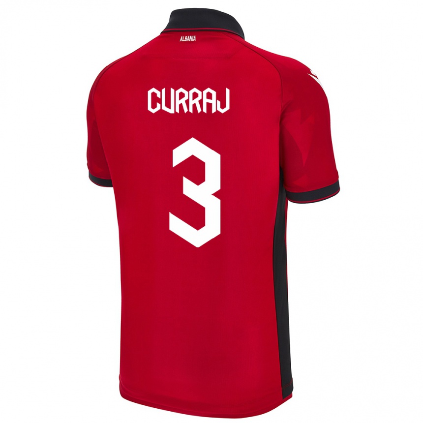 メンズフットボールアルバニアArbenita Curraj#3赤ホームシャツ24-26ジャージーユニフォーム