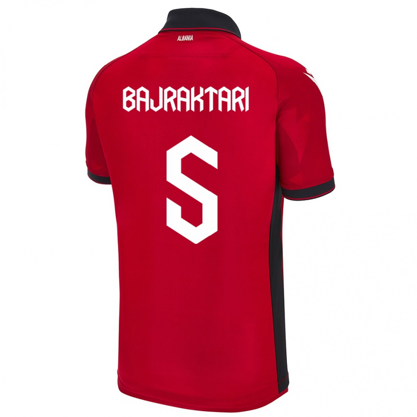 メンズフットボールアルバニアArbiona Bajraktari#5赤ホームシャツ24-26ジャージーユニフォーム