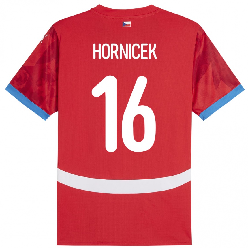 メンズフットボールチェコLukas Hornicek#16赤ホームシャツ24-26ジャージーユニフォーム