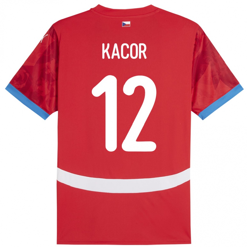 メンズフットボールチェコPavel Kacor#12赤ホームシャツ24-26ジャージーユニフォーム