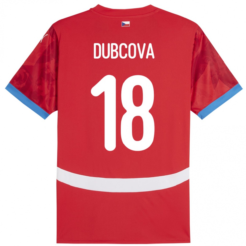 メンズフットボールチェコKamila Dubcová#18赤ホームシャツ24-26ジャージーユニフォーム