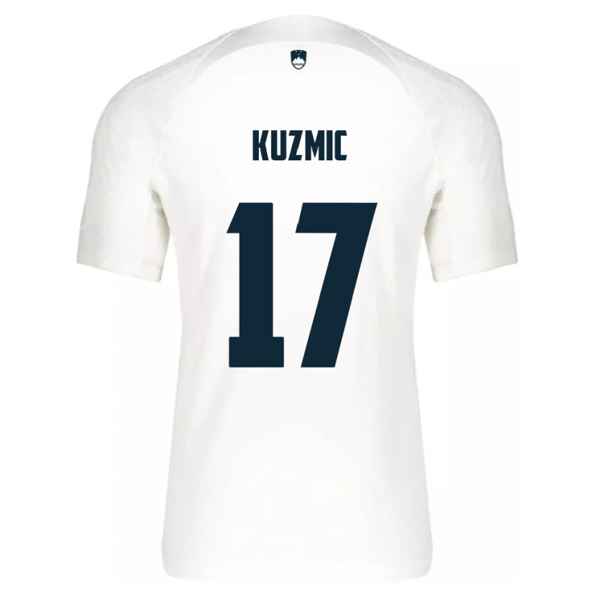 メンズフットボールスロベニアスルジャン・クズミッチ#17白ホームシャツ24-26ジャージーユニフォーム