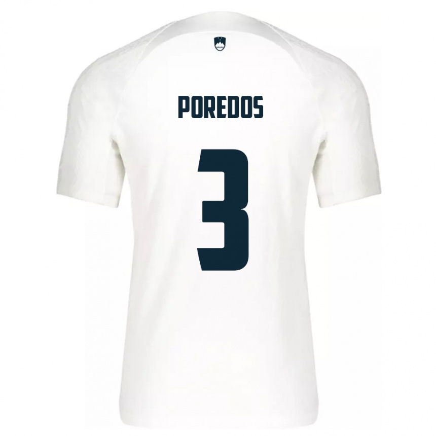 メンズフットボールスロベニアLuka Poredos#3白ホームシャツ24-26ジャージーユニフォーム