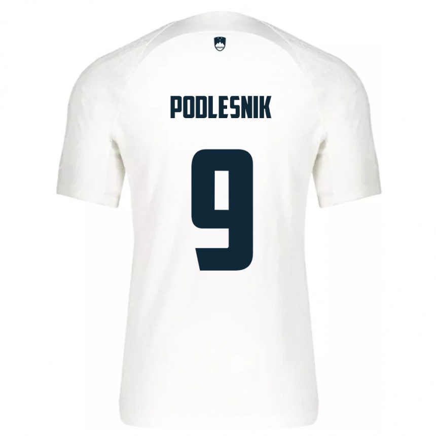 メンズフットボールスロベニアニック・ポドレスニク#9白ホームシャツ24-26ジャージーユニフォーム