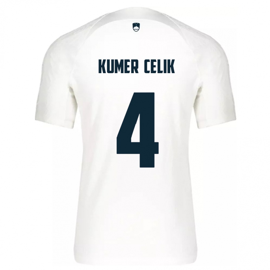 メンズフットボールスロベニアAn Kumer Celik#4白ホームシャツ24-26ジャージーユニフォーム