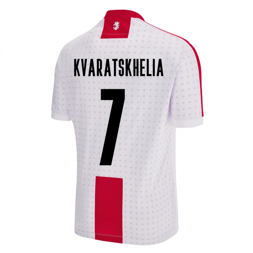 メンズフットボールジョージアクヴィチャ・クワラツヘリア#7白ホームシャツ24-26ジャージーユニフォーム