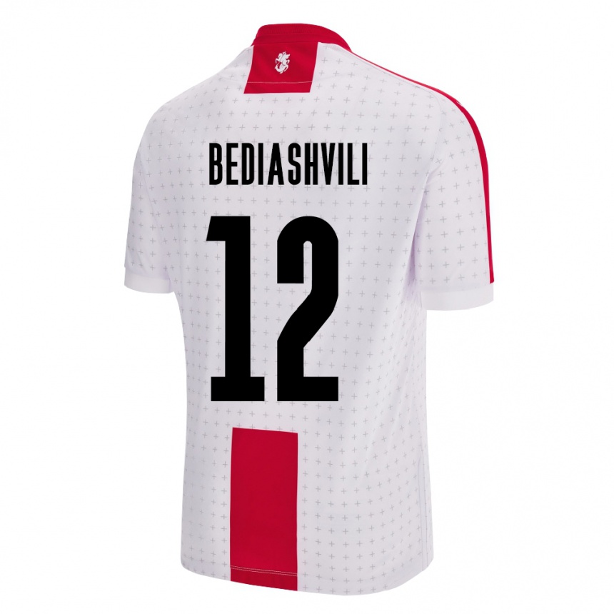 メンズフットボールジョージアGiorgi Bediashvili#12白ホームシャツ24-26ジャージーユニフォーム