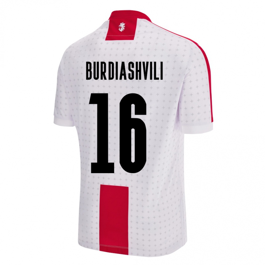メンズフットボールジョージアBeka Burdiashvili#16白ホームシャツ24-26ジャージーユニフォーム
