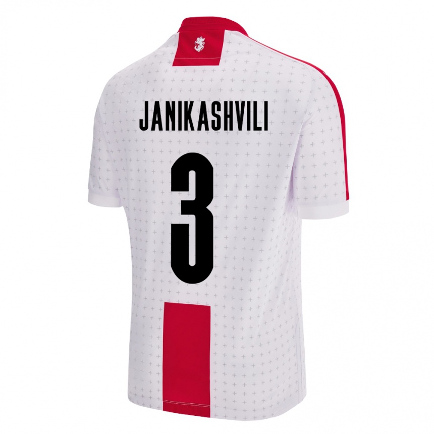 メンズフットボールジョージアMariami Janikashvili#3白ホームシャツ24-26ジャージーユニフォーム